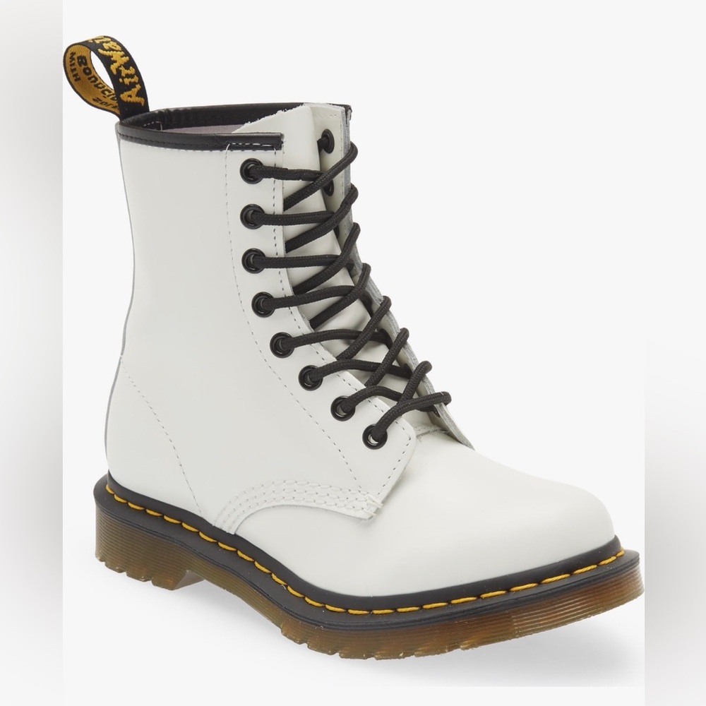 Dr. Martens White Boots with Black Laces